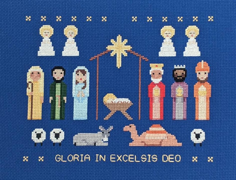 The Nativity, Holiday cross stitch PATTERN, Christmas, Birth of Christ image 2