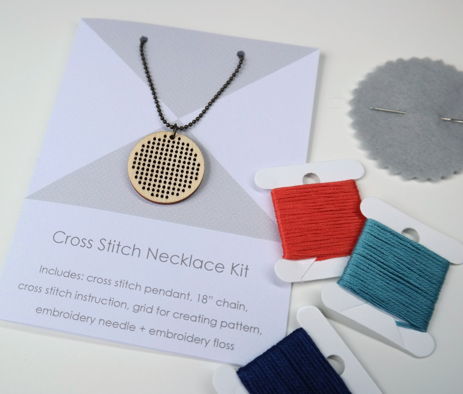 Cross Stitch Necklace KIT Wearable Art DIY Etsy