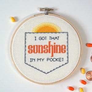 Modern cross stitch PATTERN, Can't Stop the Feeling, Song lyrics