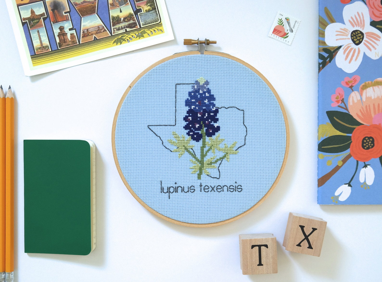 Texas Modern Cross Stitch PATTERN State Flowers Etsy