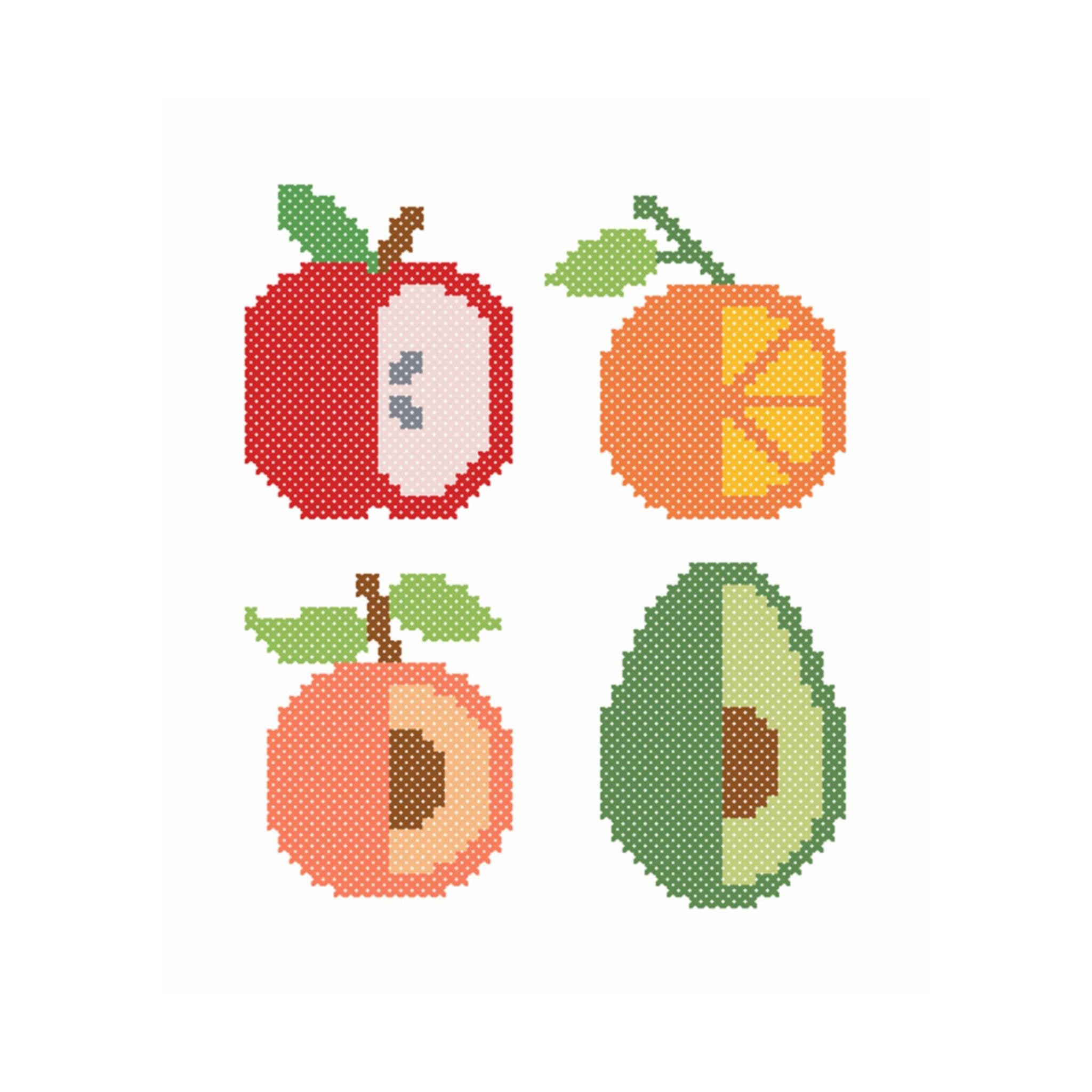 クロスステッチ完成品果物12種のサンプラー