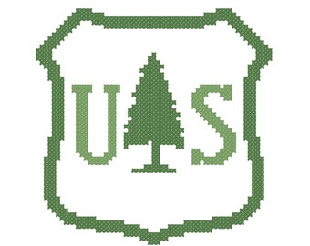 Modern cross stitch PATTERN, US Forest Service emblem