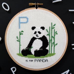 Panda, Modern cross stitch, Alphabet Animalia