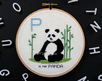 Panda, Modern cross stitch, Alphabet Animalia