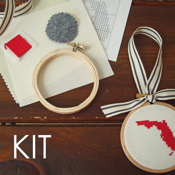 State cross stitch KIT, Ornament, DIY