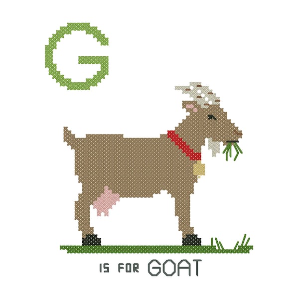 Goat, Modern cross stitch PATTERN, Alphabet Animalia