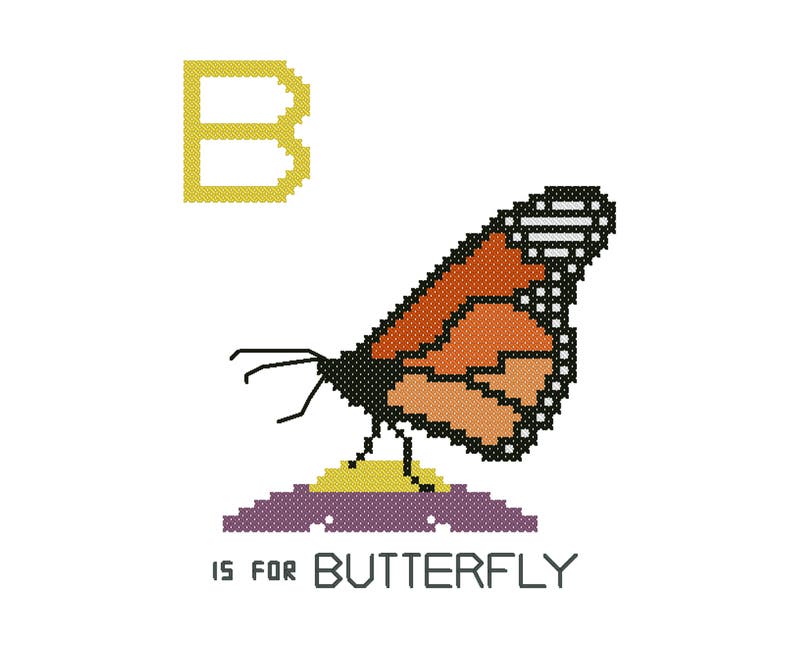 Butterfly Modern Cross Stitch PATTERN Alphabet Animalia - Etsy