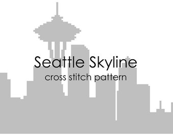 Seattle Skyline, Travel cross stitch PATTERN, Washington, Landmarks