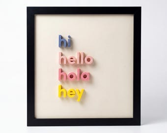 Greetings Wall Art, 3D Typography, Modern Scandinavian Decor