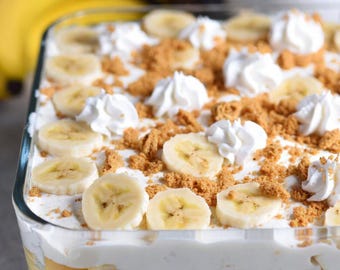 Rezept für köstlichen Bananenpudding (PDF) – Einfaches Schichtdessert ohne Backen – Familienliebling mit nur 7 Zutaten – Digitaler Download