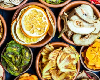 Receta de rodajas de fruta deshidratada en PDF | Chips de cítricos deshidratados | Guía de chips de fruta caseros | Receta imprimible para regalar