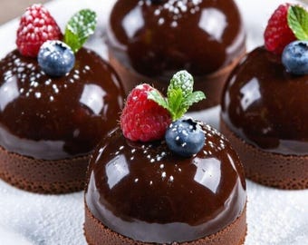 Best Mirror Glaze Mousse Cakes Recipe | Elegant Chocolate Dessert | Professional Pastry Style | Printable PDF | Instant Download