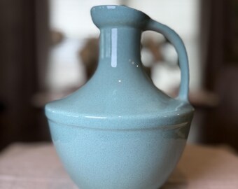 Vintage Pfaltzgraff Art Pottery Jug Vase | Speckled Aqua Blue Stoneware | Mid Century Modern Decor | York PA USA | Rustic Farmhouse Vase