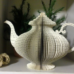 Book page Teapot & cup~Wedding Centerpiece~Book club~Mother's Day~Tea Party