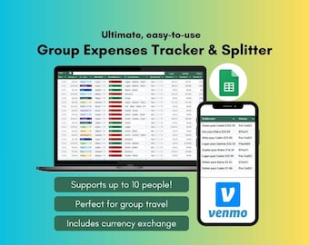 Group Expense Splitter | Travel Payback Calculator | Google Sheets Budget for Trips & Shared Expenses, Instant Download Spreadsheet