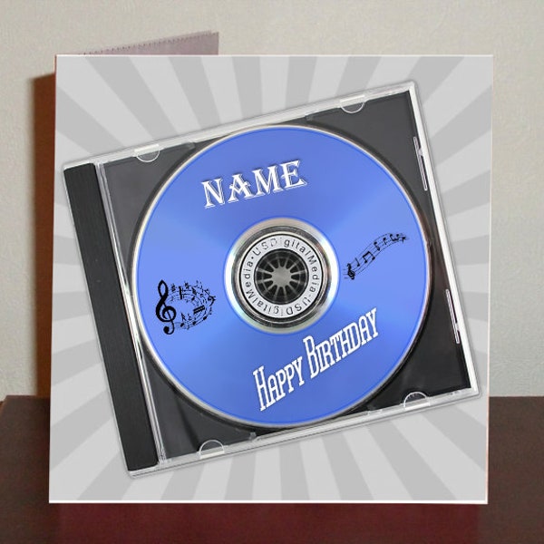Personalised CD in case birthday card in various colours, unisex card, music lover birthday card