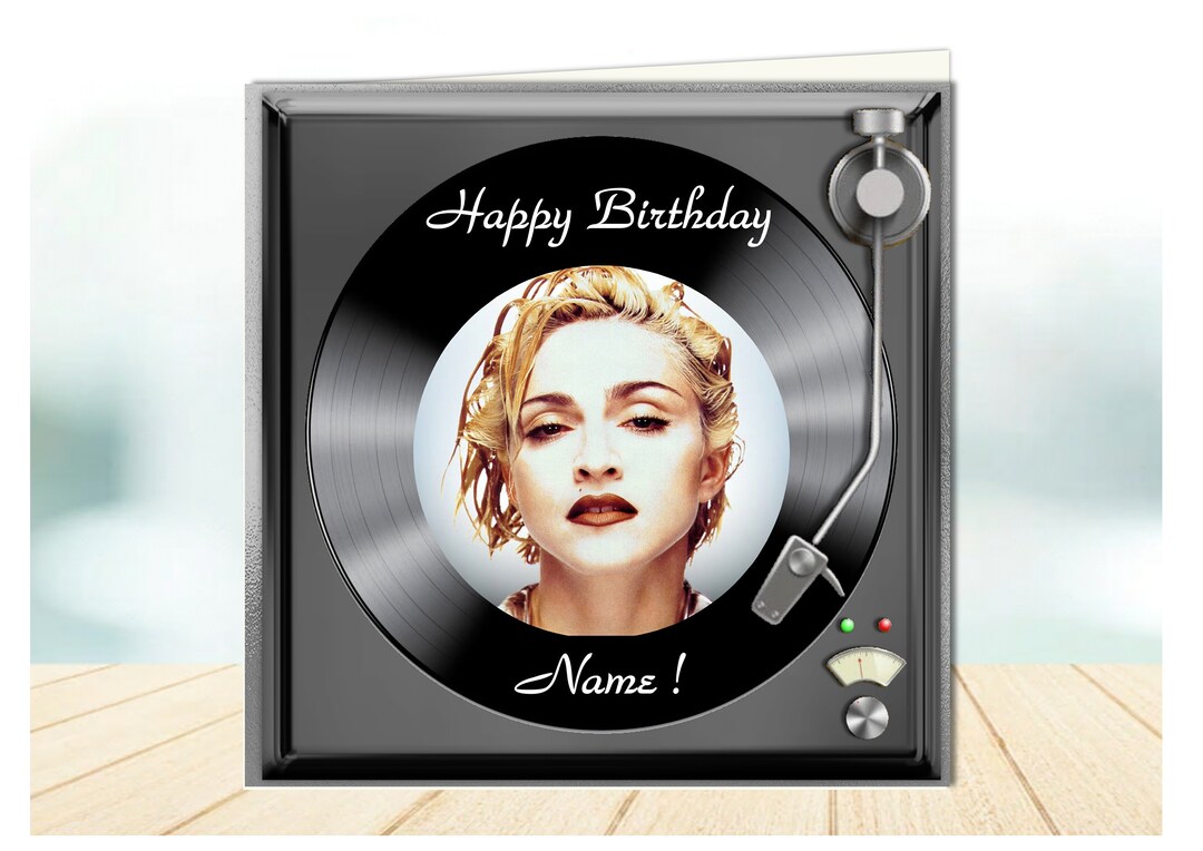 Madonna Themed Birthday Card, in the Shape of a Retro Vinyl Record ...