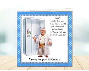 Funny 3D cartoon male birthday card, older male card, Funny Birthday Card 50th 60th 70th for Husband Male Friend, Old aged age birthday card