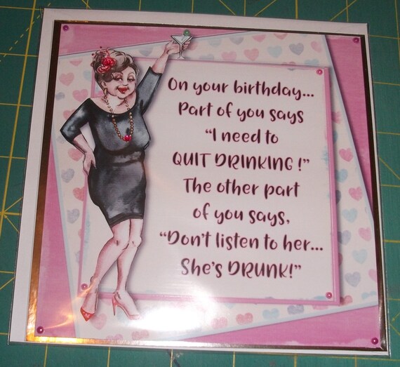 Funny Female Quit Drinking Birthday Card Etsy