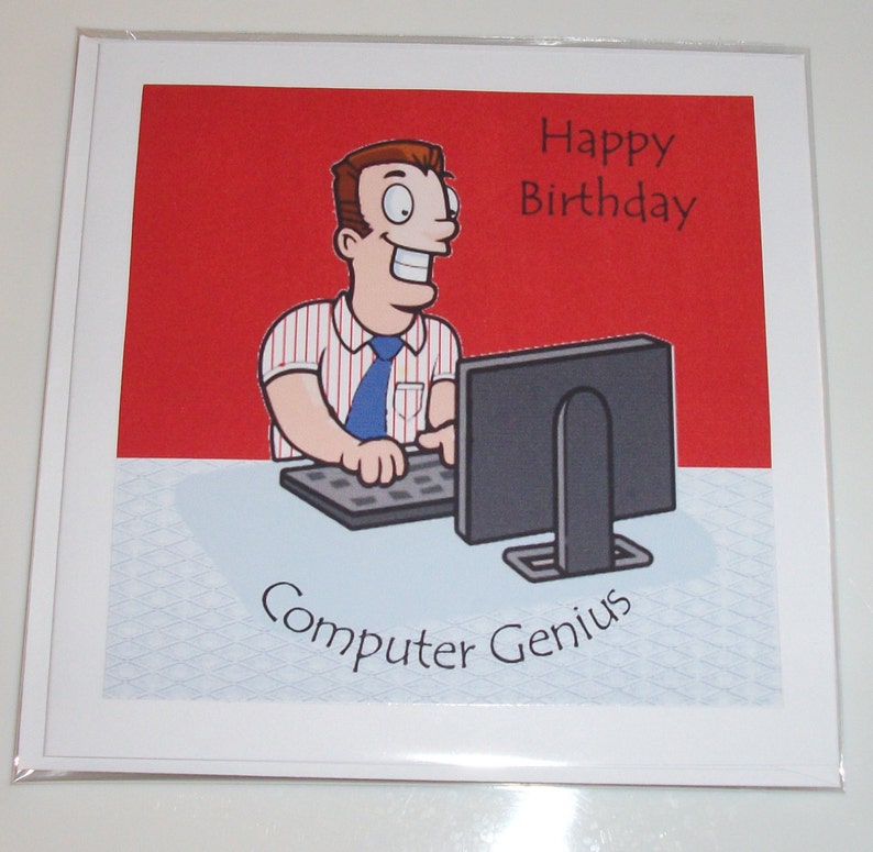 Male Computer Geek birthday card variety of Etsy