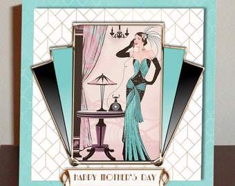 Art Deco Glamourous Lady on telephone Mother's day cards