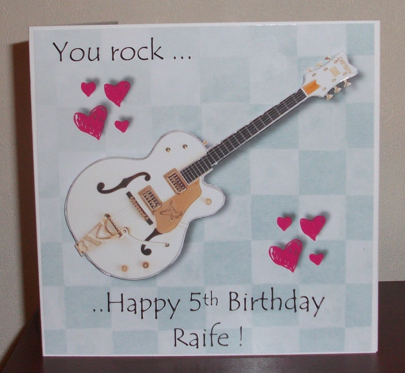Carte D Anniversaire De Guitare Joyeux Anniversaire Etsy
