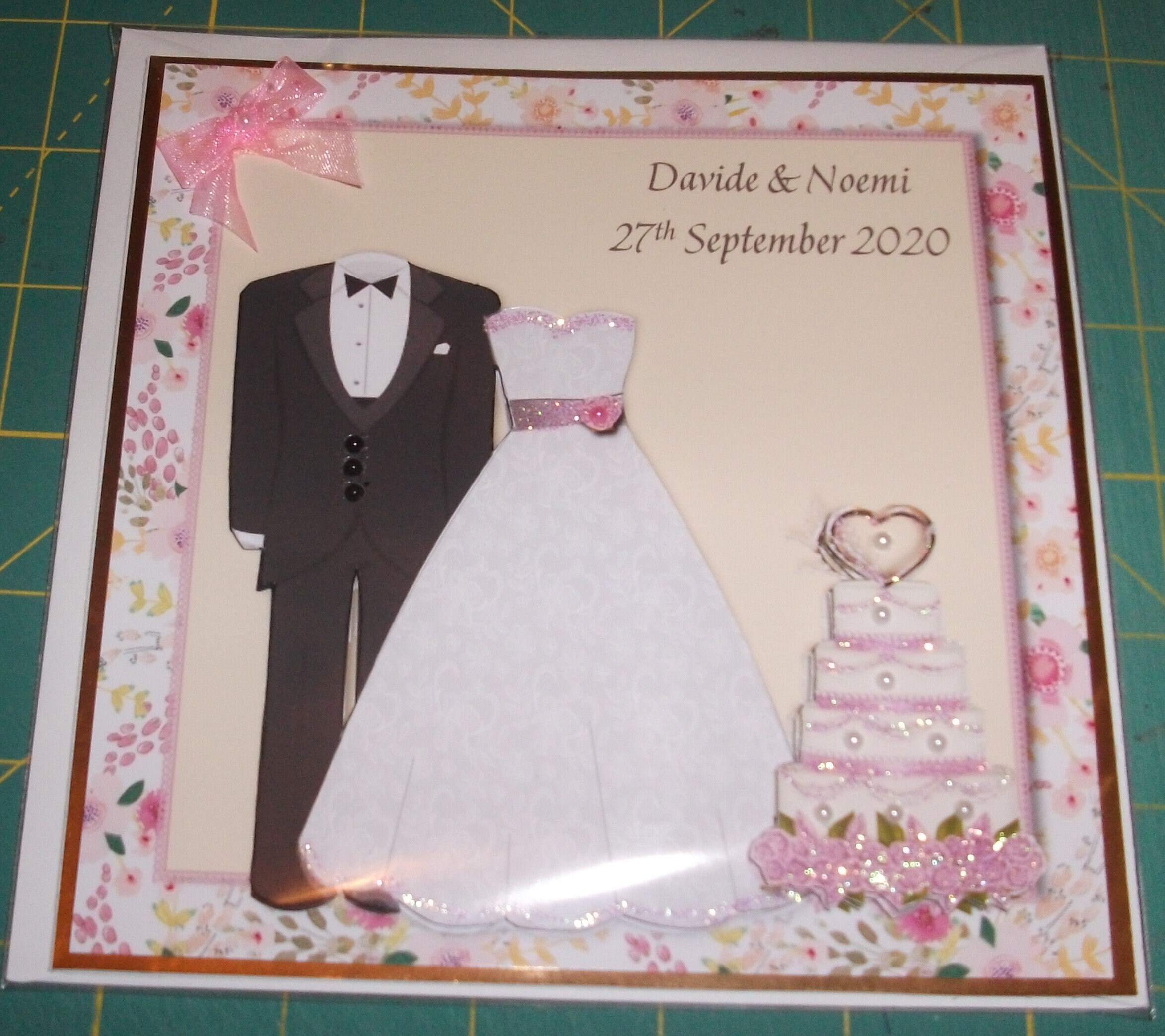 Tarjeta de boda con novia y novio y pastel de boda tarjeta de | Etsy México