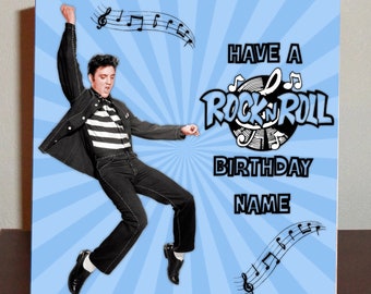 Elvis themed birthday card, Happy Birthday Card, Male or Female Card, Rock n Roll card, Handmade in Scotland, Jailhouse rock card