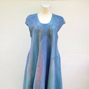 Blue Linen Bauble Ballon Dress L Plus Size Unique Fashion - Etsy