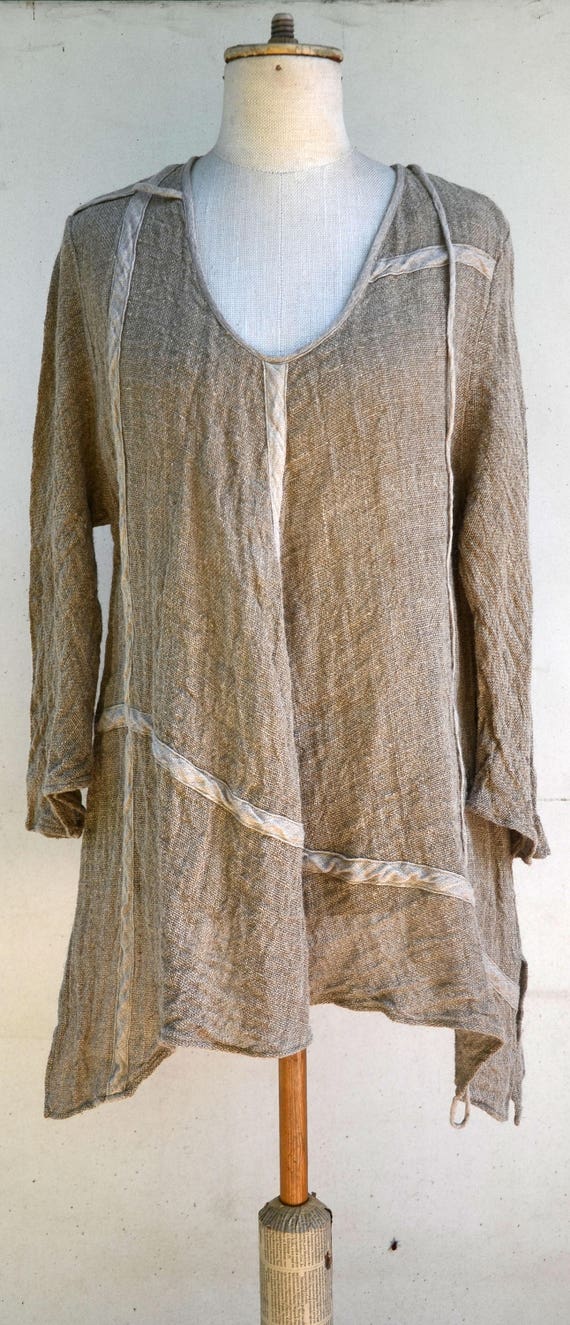 Linen tunic hemp by ZOJKA oversize M size OOAK woman unique | Etsy
