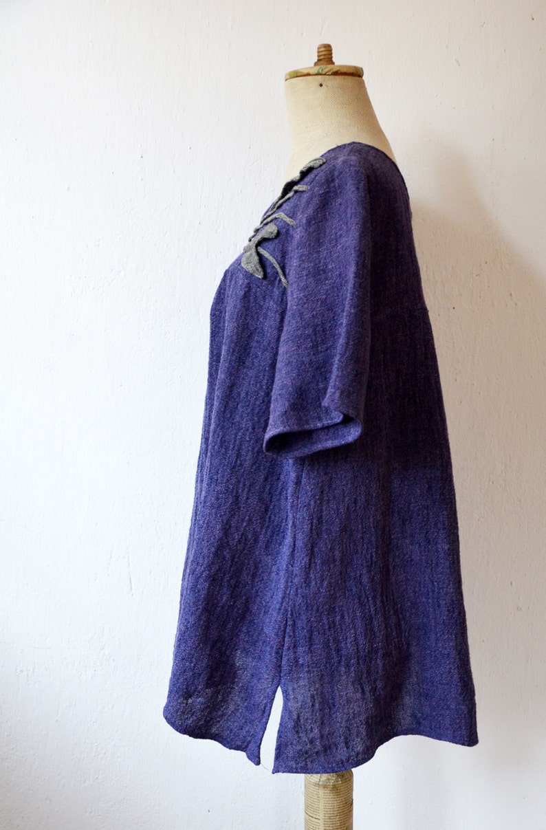 Lavender Violet Linen Blouse, Tunic by ZOJKA S M Size Unique Fashion ...