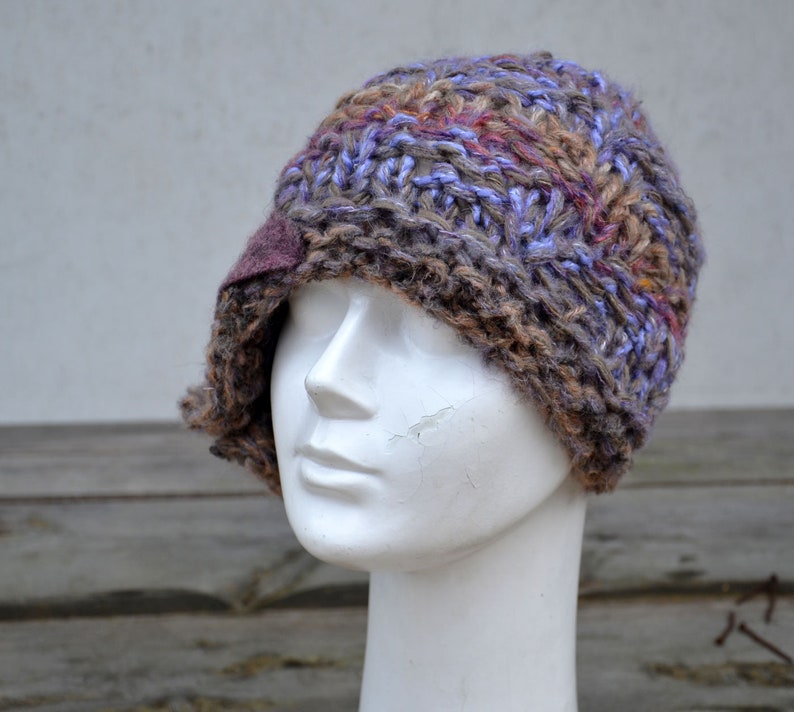 Retro Cloche 1920 Style Grey Blue Beige Cable Winter Beanie - Etsy