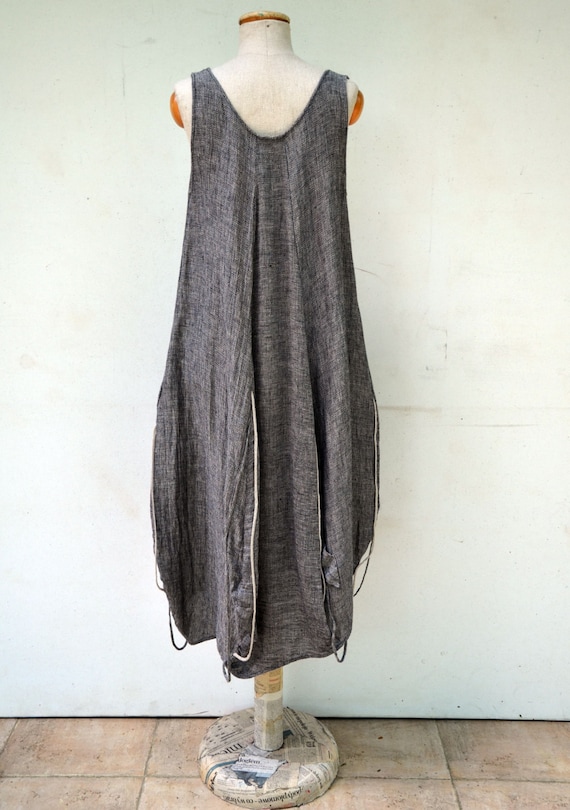 European 100% Linen Dress M Size Woman Unique Fashion Design, Eco Friendly  Look Hemp Clothing Flax Asymmetrical Art to Wear Linen Clothing 8 -   Canada