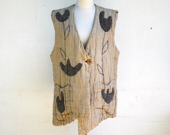 European Linen vest unique S/M size eco friendly, asymmetrical, ooak, woman fashion design, art to wear D17