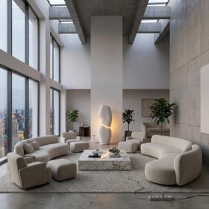 Lámpara de pie de yeso escultural, lámpara tótem orgánica, lámpara minimalista hecha a mano, decoración del hogar de estilo hormigón. imagen 10