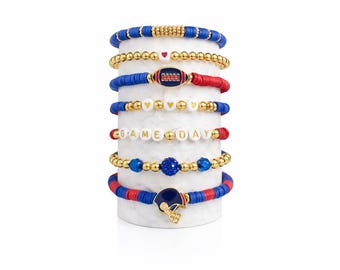 Spieltag Armband-Stapel | Rot, Blau & Gold Fußball Schmuck