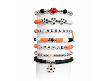 World Cup 2026 | Netherlands Soccer Bracelet Stack Fan Gift Game Day Jewelry