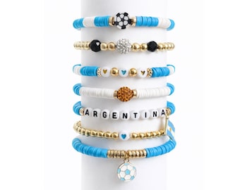 World Cup 2026 | Argentina Soccer Bracelet Stack Fan Gift Game Day Jewelry