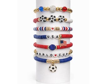 USA Fußball Armband | Handgemachte Perlen Team Schmuck