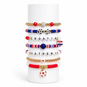 VM 2026 | Kroatien Hrvatska [Vatreni] Fotbollsarmband Stack Fanpresent Matchdagssmycken