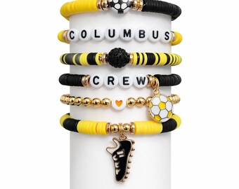 Pulsera apilable Columbus Crew para aficionados al fútbol MLS, joyería para el día del partido, accesorios para fiestas previas al partido.