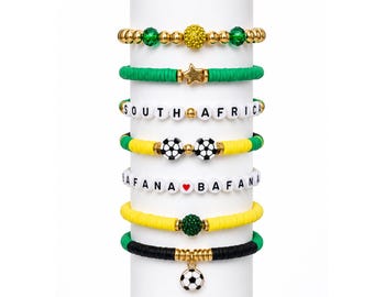 World Cup 2026 | South Africa Soccer Bracelet Stack Fan Gift Game Day Jewelry