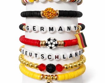 Deutschland WM Armband-Stapel | Handgemachter Fußball Fan Schmuck