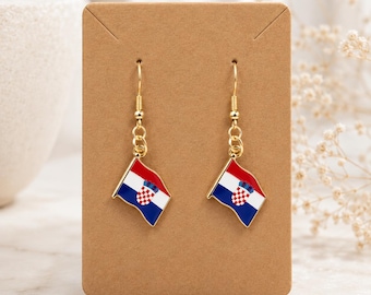 World Cup 2026 | Croatia Hrvatska Flag Earrings Gold Dangle Earrings for Soccer Fans