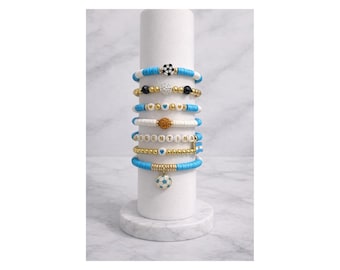 Argentinien Fußball Armband, Blau Weiß Perlen Armbänder, WM 2026