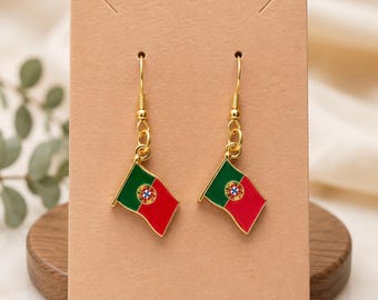 Coupe du monde 2026 | Boucles d'oreilles drapeau du Portugal cadeau fan Bijoux Game Day