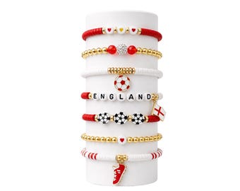 World Cup 2026 | England Soccer Bracelet Stack Fan Gift Game Day Jewelry