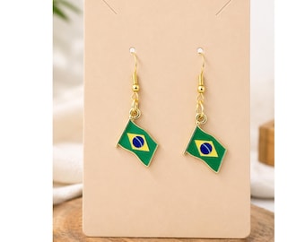 World Cup 2026 | Brasil Flag Earrings Fan Gift Game Day Jewelry