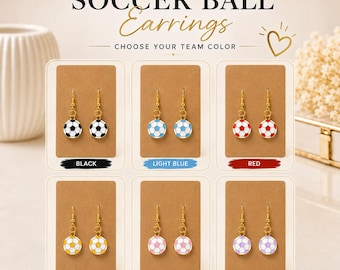 Soccer Ball Earrings, Team Color Options, Sports Fan Jewelry, Game Day Accessories
