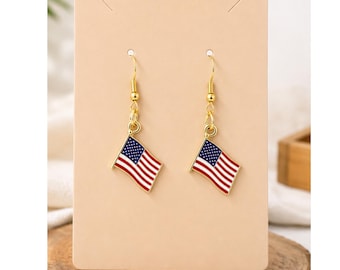 World Cup 2026 | USA Flag Earrings Gold Dangle Earrings for Soccer Fans
